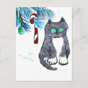 Carte Postale Tempting Candy Cane for Kitty