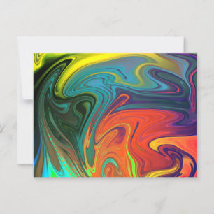 Carte Postale Tendance néon orange rouge bleu jaune vert Abstrai