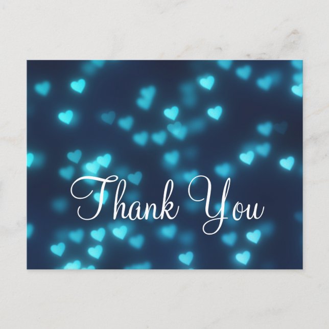 Carte Postale Tendance Pas Cher Bleu Amour Paillettes Merci (Devant)