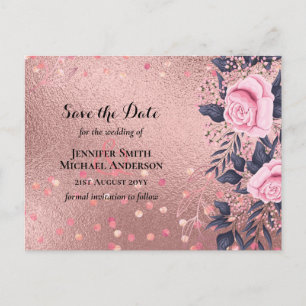 Carte Postale Tendance ROSEGOLD Mariage Metallic rose marine Par