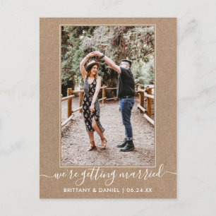 Carte Postale Tendance Se Marier Kraft Enregistrer La Date