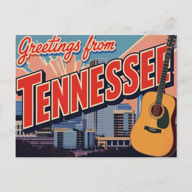 Carte Postale Tennessee Nashville Guitar Skyline (Devant)