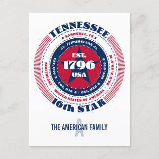 Carte Postale Tennessee, Nashville, TN, Patriotique, Monogramme
