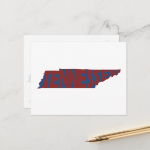 Carte Postale Tennessee Nom de l'État Mot Art Rouge