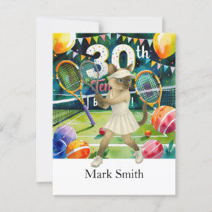 Carte Postale Tennis 30e Anniversaire pour les amoureux de chats