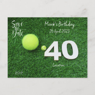 Carte Postale Tennis 40th Birthday Enregistrer l'invitation Date