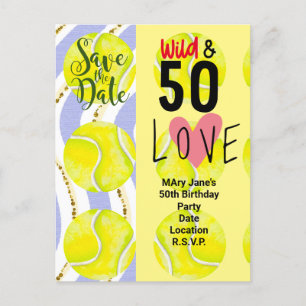 Carte Postale Tennis 50e Anniversaire Réservez la Date pour les