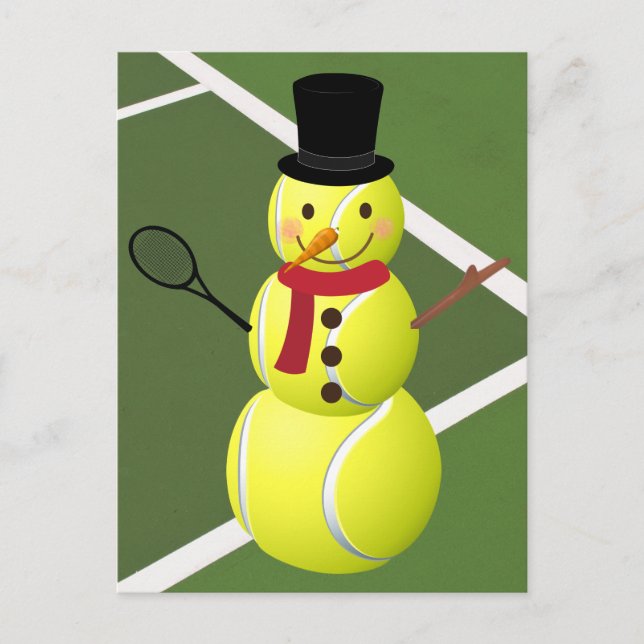 Carte postale Tennis Ball Snowman et Noël Holiday (Devant)