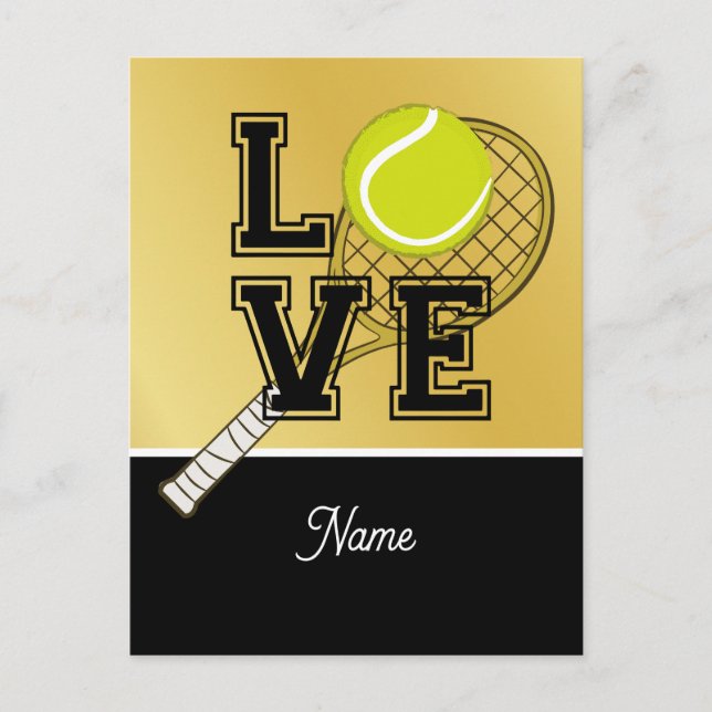 Carte Postale Tennis ballon et raquette avec LOVE pour le joueur (Devant)