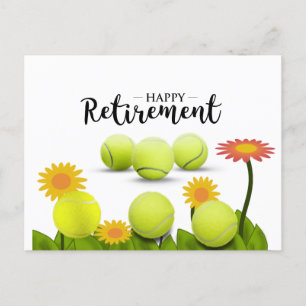Carte Postale Tennis Bonne retraite avec Fleurs 
