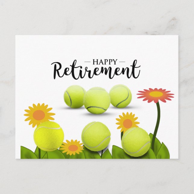 Carte Postale Tennis Bonne retraite avec Fleurs (Devant)