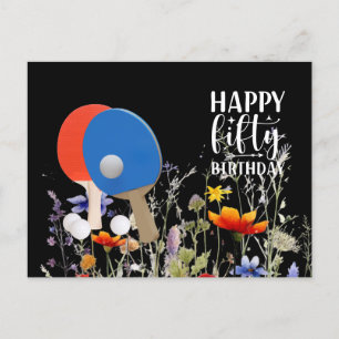 Carte Postale Tennis de table 50e anniversaire avec raquette et