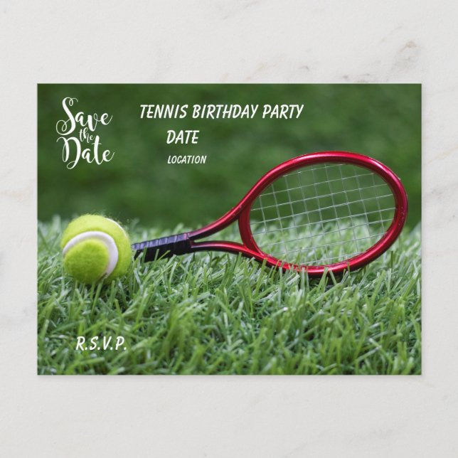 Carte Postale Tennis enregistrer la date pour la fête (Devant)