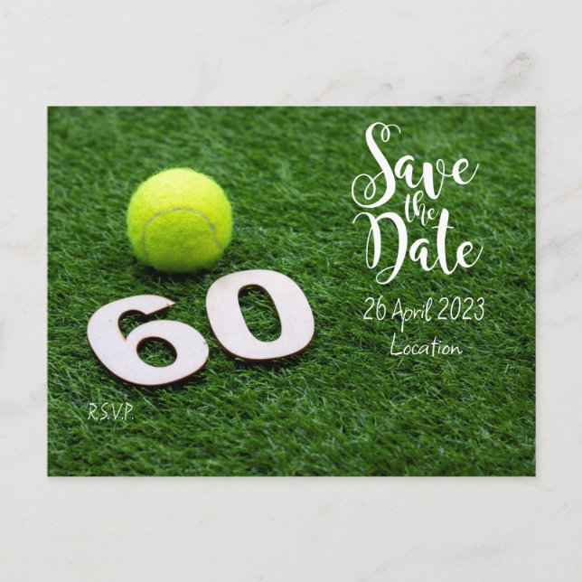 Carte Postale Tennis Enregistrez la date pour l'invitation à la  (Devant)