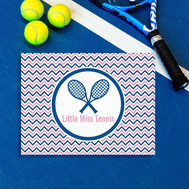 Carte Postale Tennis et design Chevron bleu et rose personnalisé (Créateur téléchargé)
