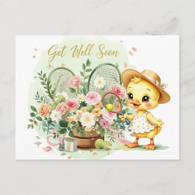 Carte Postale TENNIS Get well soon for Duck Lover  (Devant)