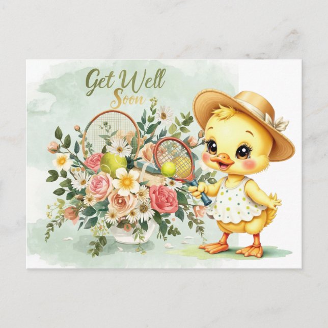 Carte Postale TENNIS Get well soon for Duck Lover  (Devant)