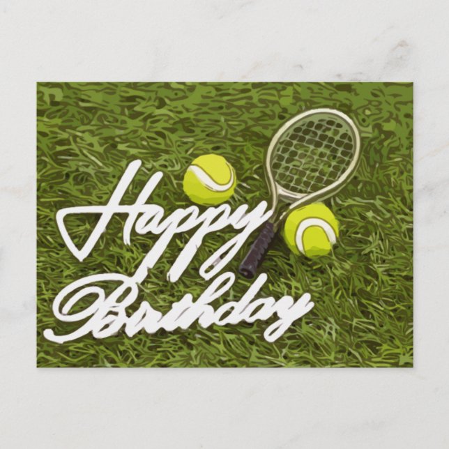 Carte Postale Tennis Joyeux Anniversaire Amour avec balle et raq (Devant)