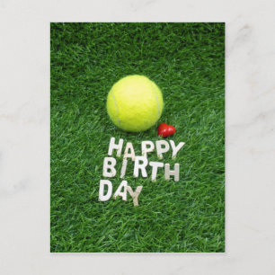 Carte Postale Tennis Joyeux Anniversaire avec amour forme coeur 
