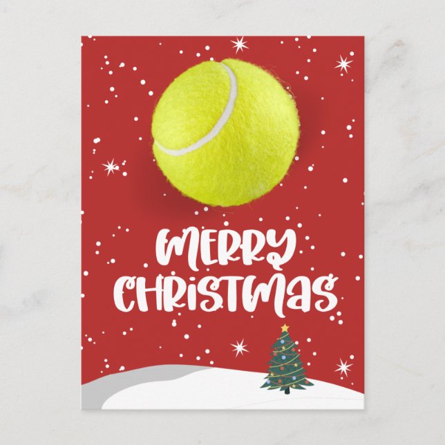 Carte Postale Tennis Noël avec balle de tennis et Père Noël (Devant)
