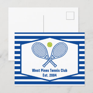 Carte Postale Tennis sur mesure Country Club Bleu rayé