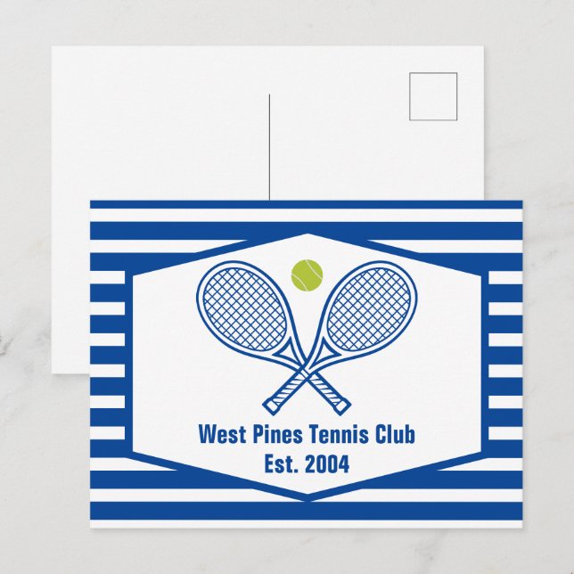 Carte Postale Tennis sur mesure Country Club Bleu rayé (Devant / Derrière)