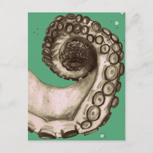 Carte Postale Tentacle de pieuvre marine verte vintage