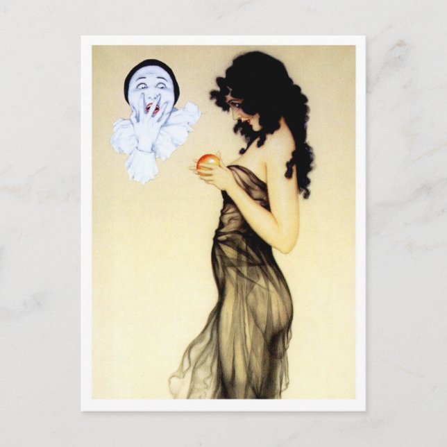 Carte Postale Tentation - de la série d'amour de Pierrot (Devant)