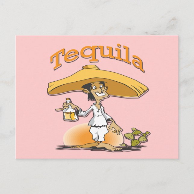 Carte Postale Tequila Cactus Mexicain Sombrero (Devant)