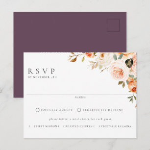 Carte Postale Terme Automne Floral Repas Choix Mariage RSVP