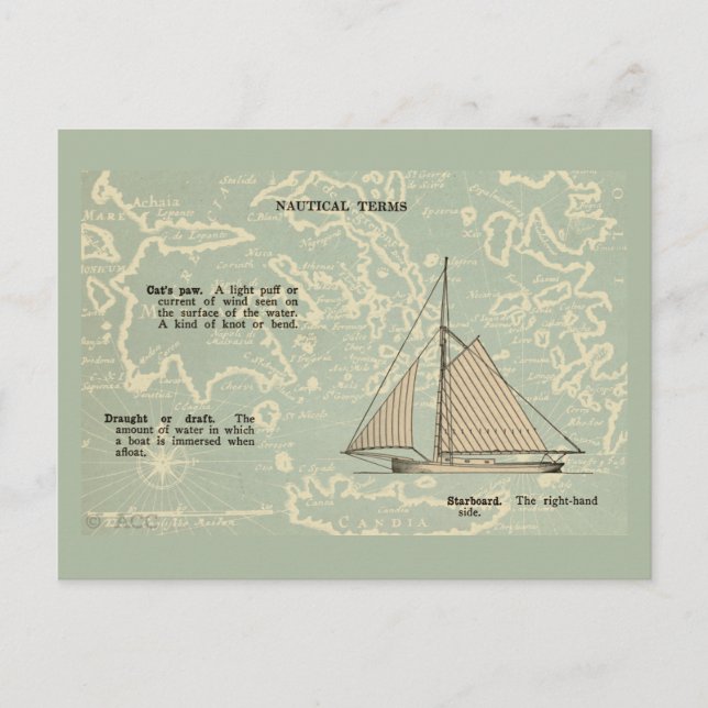 Carte Postale Termes nautiques du bateau à voile (Devant)