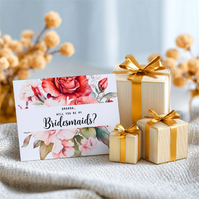 Carte Postale Terracotta Burgundy Blush Floral Bridesmaid (Créateur téléchargé)