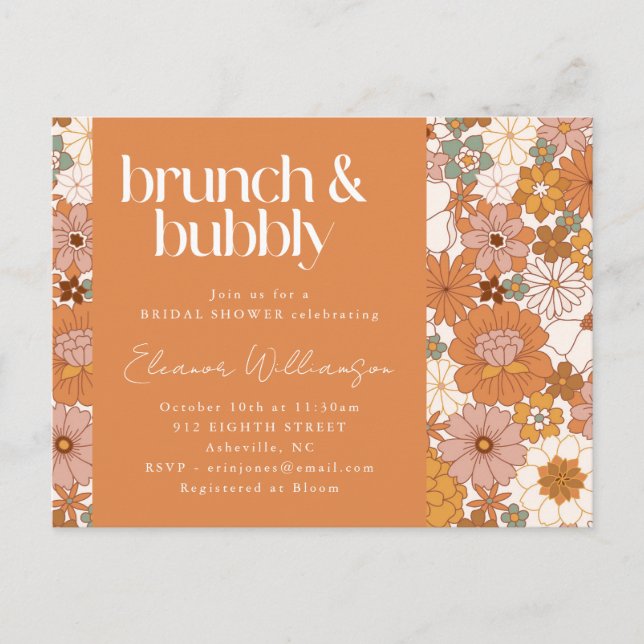 Carte Postale Terracotta Floral Brunch Bridal Shower Warm Earthy (Devant)