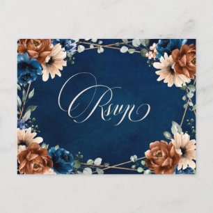 Carte Postale Terracotta Marine Bleu Vert Géométrique RSVP Postc