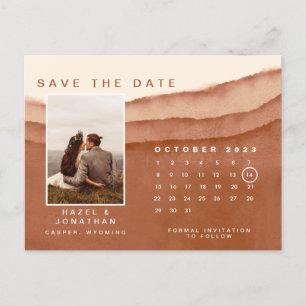 Carte Postale Terracotta Ombre Enregistrer la date des message