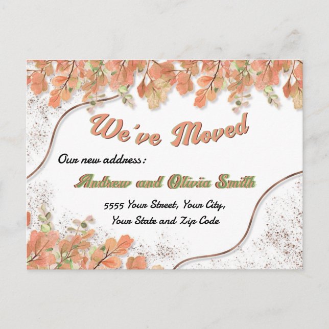 Carte Postale Terracotta Orange Feuilles Rusty Foil Déplacement  (Devant)