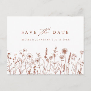 Carte Postale Terracotta Rustic Automne Fleur Sauvage Sauvegarde