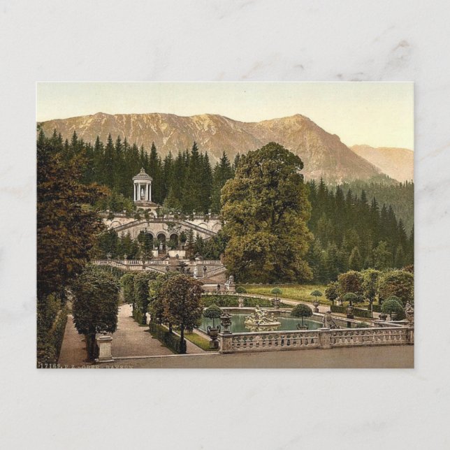 Carte Postale Terrasse, Château de Linderhof, Haute Bavière, Ger (Devant)