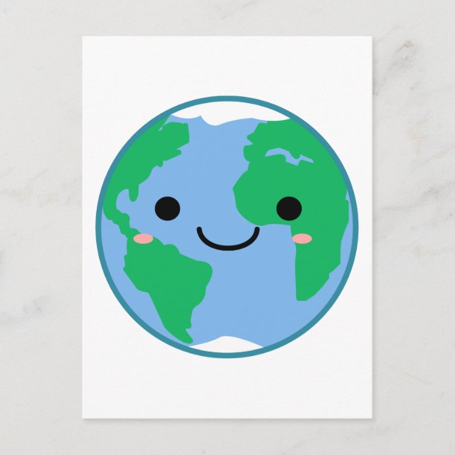 Carte Postale Terre de la planète Kawaii (Devant)