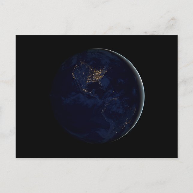 Carte Postale Terre entière la nuit avec les lumières des villes (Devant)