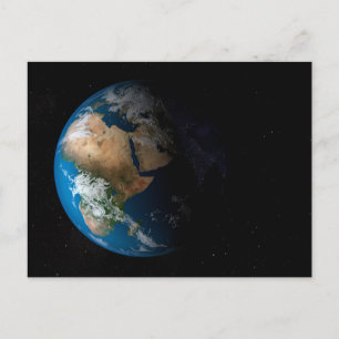 Carte Postale Terre entière montrant des nuages simulés au-dessu