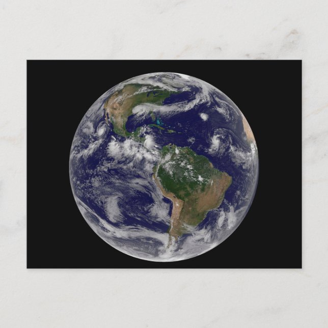 Carte Postale Terre entière montrant divers systèmes de tempêtes (Devant)