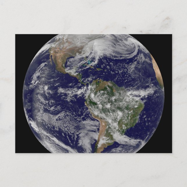 Carte Postale Terre entière montrant une puissante tempête hiver (Devant)