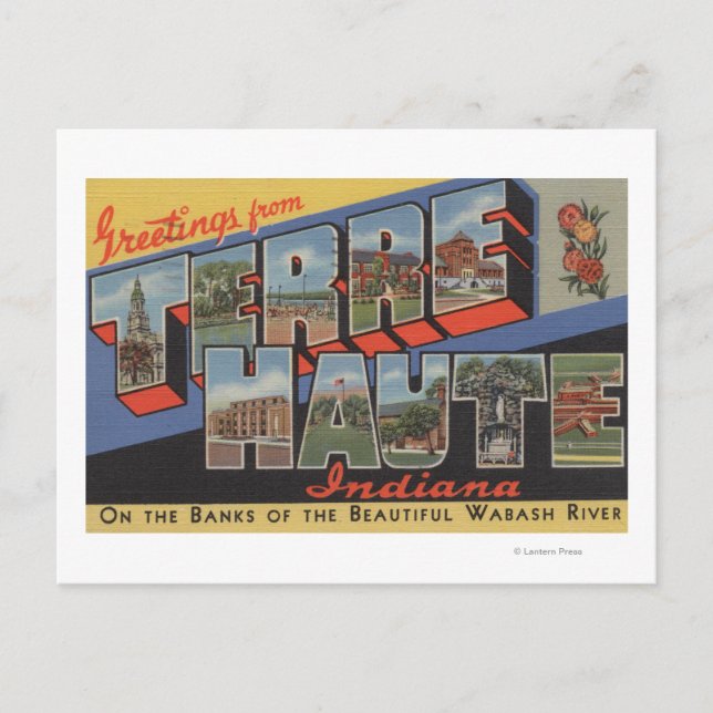 Carte Postale Terre Haute, Indiana - Scènes de grandes lettres (Devant)