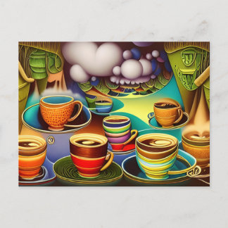 Carte Postale Terre lunaire des tasses de café