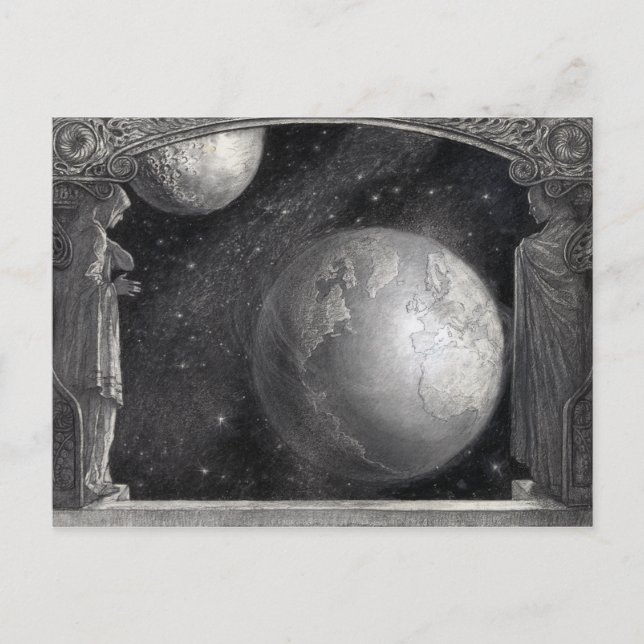 Carte postale "Terre, Lune et Voie Lactée" (Devant)