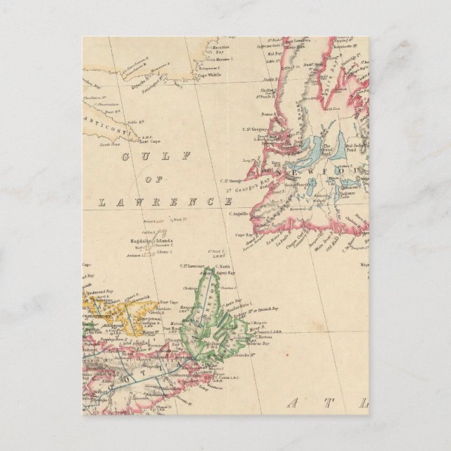 Carte Postale Terre-Neuve, Nouveau-Brunswick, Nouvelle-Écosse (Devant)