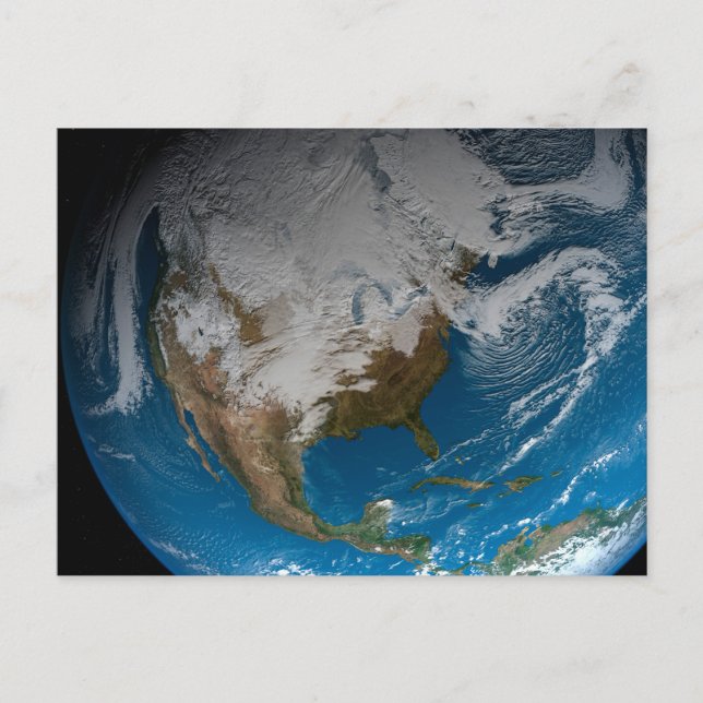 Carte Postale Terre Pleine Avec Des Nuages Simulés Sur L'Amériqu (Devant)