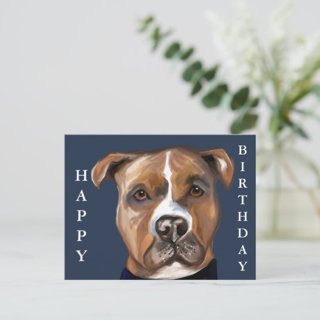 CARTE POSTALE TERRIER AMÉRICAIN DU STAFFORDSHIRE (Debout devant)