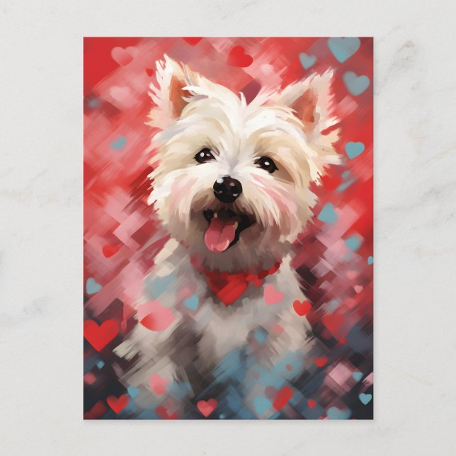 Carte Postale Terrier blanc de West Highland pour la Saint-Valen (Devant)